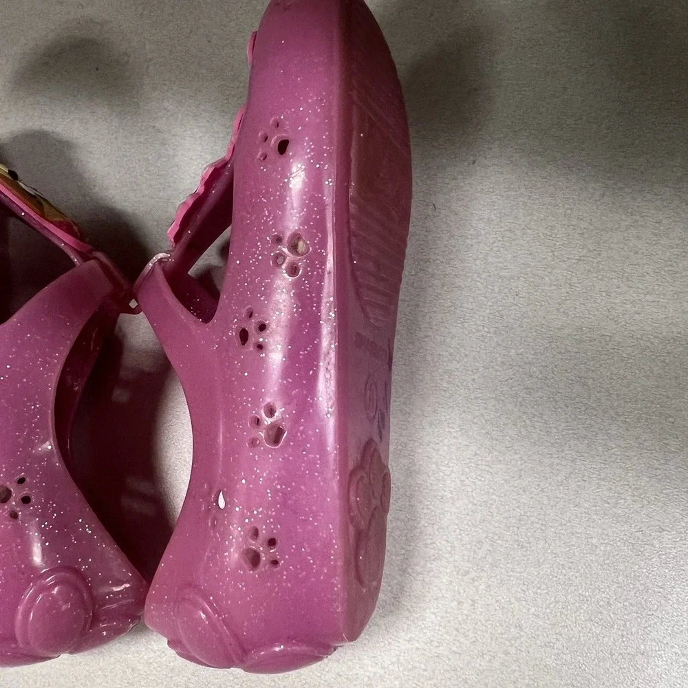 Nickelodeon Girls Size 8 Paw Patrol Pink Glitter Casual‎ Jelly Slip-on Shoe